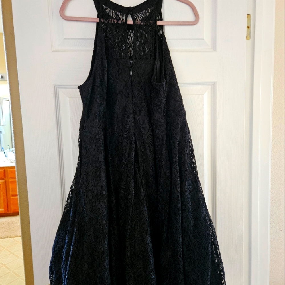 Black Lace Halter Dress